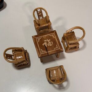Miniature Bamboo Table and Chair Set